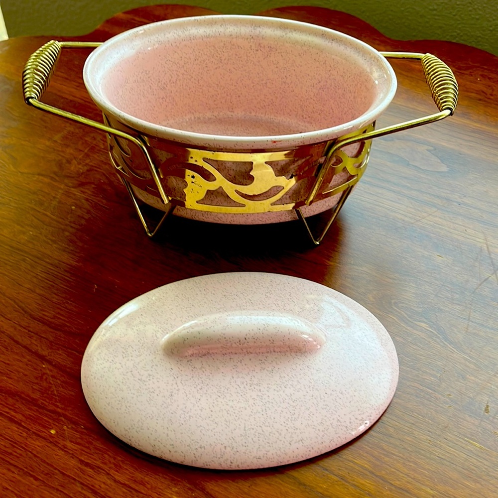 Vintage oblong pink speckled Bauer